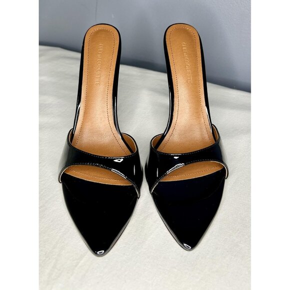 Cult of Coquette Shoes Gia Mules Size 11 Patent Pointed Toe High Heel Sexy Vegan - Picture 4 of 14